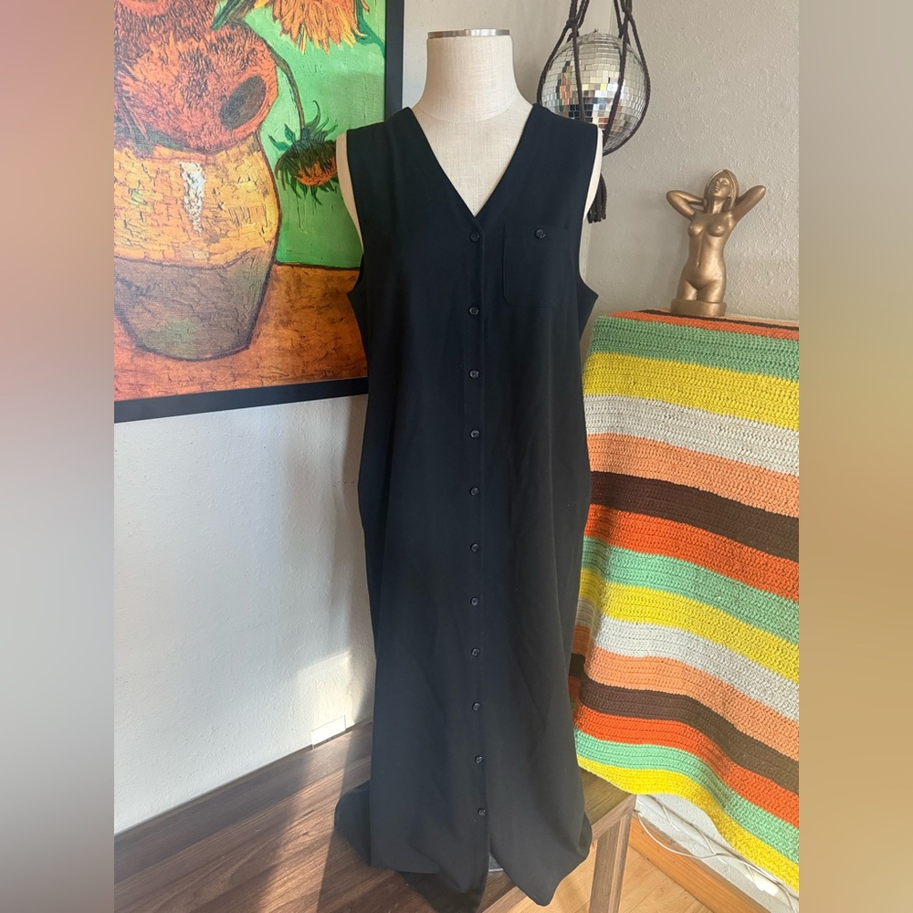 Talbots Black Button-Down Maxi Dress